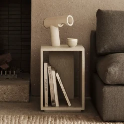 New Ethnicraft Bijzettafel/Nachtkastje Elements Microcement, kleur Off White