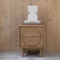 Discount Zuiver Bijzettafel/Nachtkastje Groove Hout, Met 2 laden