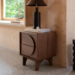 Discount Zuiver Bijzettafel/Nachtkastje Groove Hout, Met 2 laden