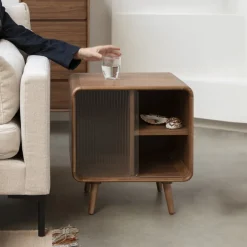 Online Zuiver Bijzettafel/Nachtkastje Rise Essen en rubberhout, 50 x 40cm