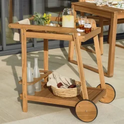 New Kave Home Bijzettafel/Trolley Felisa 55 x 73cm, kleur Naturel