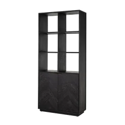 Outlet Richmond Interiors Boekenkast Blackbone Brass, 220 x 100cm Zwart