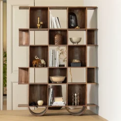 Clearance WOOOD Boekenkast Sinne Mangohout, 180 x 130cm Naturel
