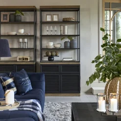 Clearance Rivièra Maison Boekenkast Stanford Eiken- en populierenhout, 226 x 100cm