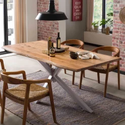 Hot Artistiq Living Boomstam Eettafel Raynaldo Acaciahout, kleur Zilver