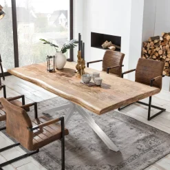 Hot Artistiq Living Boomstam Eettafel Rochelle Mangohout, kleur Zilver