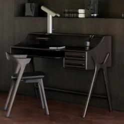 Discount Ethnicraft Bureau Flow Gevernist Mahoniehout, 140 x 55cm, kleur Rose Brown