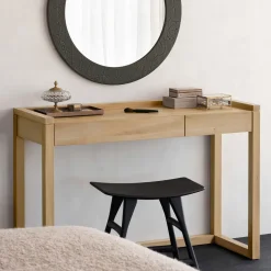 Hot Ethnicraft Bureau Frame Geolied Eikenhout, 120 x 43cm, kleur Naturel