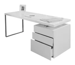 Online Artistiq Living Bureau Pamela Met 3 laden, kleur Hoogglans Wit