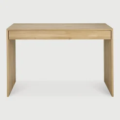 Outlet Ethnicraft Bureau Wave Geolied Eikenhout, 120 x 60cm, kleur Naturel