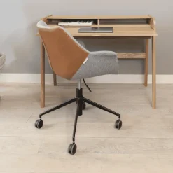 Discount Zuiver Bureaustoel Doulton PU en stof, kleur Grijs/ Bruin