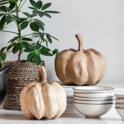 Best MUST Living Decoratie Pumpinks Teakhout, Set van 2 stuks Naturel