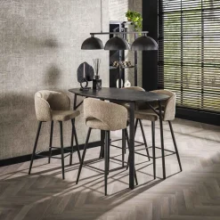 Hot LifestyleFurn Deens Ovale Bartafel Debora Keramiek look, 140 x 75cm 3D zwart bruin