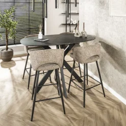 Hot LifestyleFurn Deens Ovale Bartafel Kora Keramiek look, 140 x 80cm 3D zwart bruin