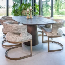 New Richmond Interiors Deens Ovale Eettafel Alix Mangohout, 230 x 120cm Donkerbruin