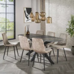 Online LifestyleFurn Deens Ovale Eettafel Cherie Keramiek, 180 x 90cm Ceramic fossil black