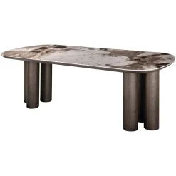 Clearance Richmond Interiors Deens Ovale Eettafel Langford Marmerlook en eiken, 230 x 110cm Bruin