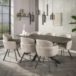 New LifestyleFurn Deens Ovale Eettafel Shakira Liquid Metal, 215 x 105cm