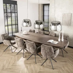 Sale LifestyleFurn Deens Ovale Eettafel Willem Acaciahout, 300 x 120cm Massief acacia drift brown