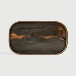 Outlet Ethnicraft Dienblad Linear Flow 42 x 24cm, kleur Brons