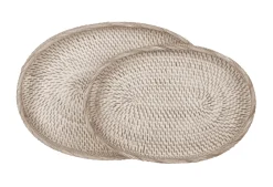 Sale MUST Living Dienblad Saint Barths Rotan, Set van 2 stuks Naturel