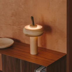 Best Kave Home Draagbare Tafellamp Luba Essenhout, 30cm Naturel