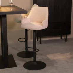 New LABEL51 Draaibare Barkruk Fender Bouclé (zithoogte 64-84cm) Naturel