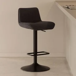 Online Kave Home Draaibare Barkruk Zend Chenille (zithoogte 64-86cm)