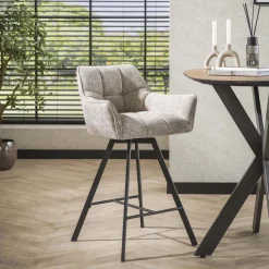 Best LifestyleFurn Draaibare Barstoel Thandie Rich stof (zithoogte 69cm)