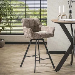 Best LifestyleFurn Draaibare Barstoel Thandie Rich stof (zithoogte 69cm)