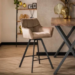 Sale LifestyleFurn Draaibare Barstoel Thandie Velvet (zithoogte 69cm)