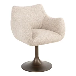 Clearance Richmond Interiors Draaibare Eetkamerstoel Aldo Linear stof, kleur Naturel