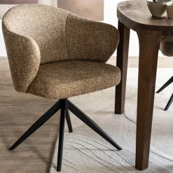 Sale Eleonora Draaibare Eetkamerstoel Connor Zwart onderstel Mosterd