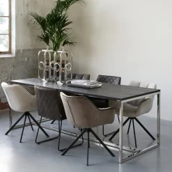 Rivièra Maison Draaibare Eetkamerstoel Carnaby Velvet III, kleur Antraciet