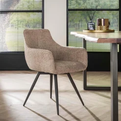 New LifestyleFurn Draaibare Eetkamerstoel Evelia Bouclé Zand