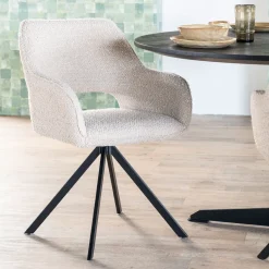 Discount Eleonora Draaibare Eetkamerstoel Fabio Bouclé