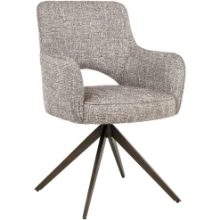 Outlet Richmond Interiors Draaibare Eetkamerstoel Ginerva Tweed stof, kleur Earth Ecru