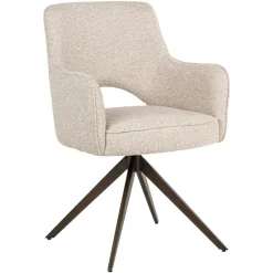 Outlet Richmond Interiors Draaibare Eetkamerstoel Ginerva Bouclé, kleur Crème Cru00e8me