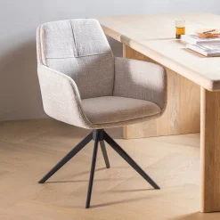Online WOOOD Draaibare Eetkamerstoel Grant Melange stof