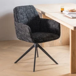 Online WOOOD Draaibare Eetkamerstoel Grant Melange stof