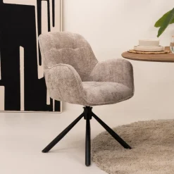 New Tower Living Draaibare Eetkamerstoel Isola Geweven stof