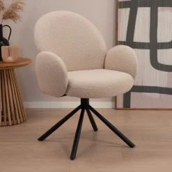 Hot Tower Living Draaibare Eetkamerstoel Imola Bouclé