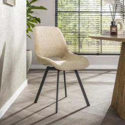 Best LifestyleFurn Draaibare Eetkamerstoel Jovanni Chenille, kleur Zand