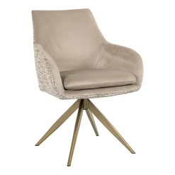 Sale Richmond Interiors Draaibare Eetkamerstoel Lisonne Velvet en stof, kleur /Naturel Khaki