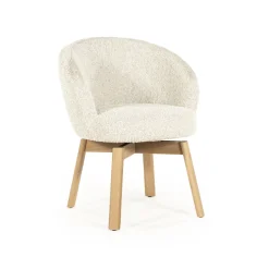 Sale Eleonora Draaibare Eetkamerstoel Livia Bouclé en eikenhout