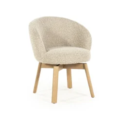 Sale Eleonora Draaibare Eetkamerstoel Livia Bouclé en eikenhout