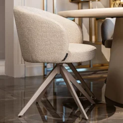 Richmond Interiors Draaibare Eetkamerstoel Olivia Bouclé stof Beige