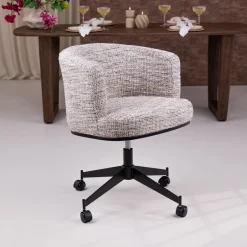 New Richmond Interiors Draaibare Eetkamerstoel Rochenne Op wielen, kleur l Nature