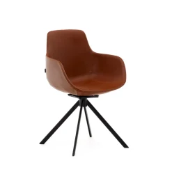 New Kave Home Draaibare Eetkamerstoel Tissiana PU leder, kleur Bruin