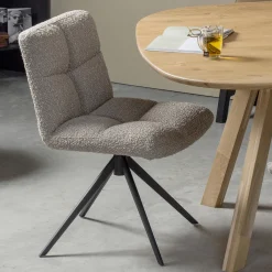 Hot WOOOD Draaibare Eetkamerstoel Vinny Bouclé Zand